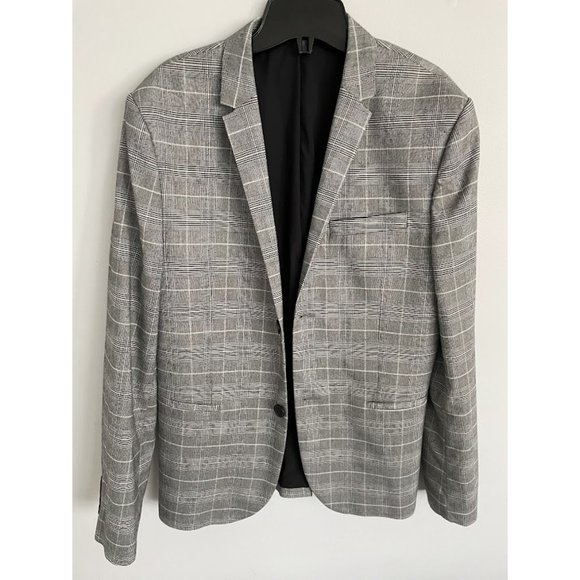 Gray Black White Blazer Suit Skinny Fit - Picture 1 of 1